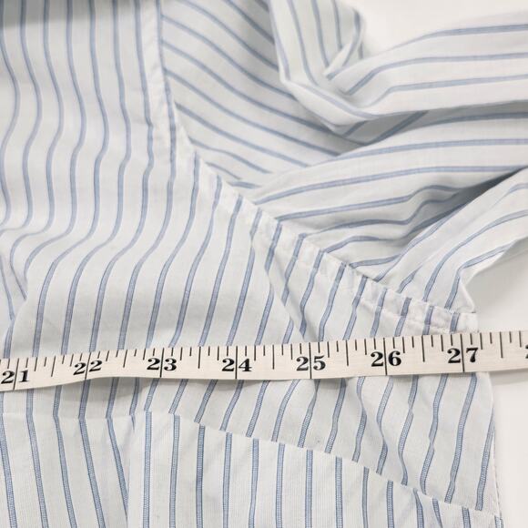 Chaps Womens Button Up Shirt Striped Poplin 3X Blue Embroidery Western Boho - Picture 8 of 10